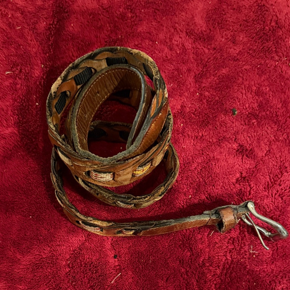 J&M Brown Leather Braided Belt Size 40